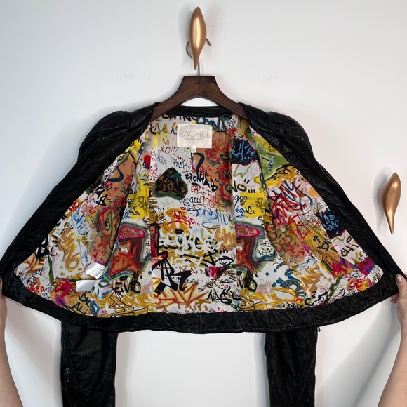 RACHEL by Rachel Roy,Size:M, Cropped Leather Jacket, Crinkled - Picture 5 of 14